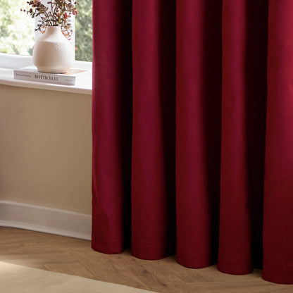 Furn Ultimate Velvet Pencil Pleat Curtains - Burgundy