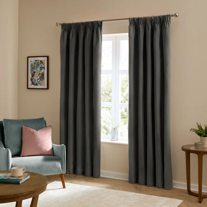 Furn Ultimate Velvet Pencil Pleat Curtains - Charcoal