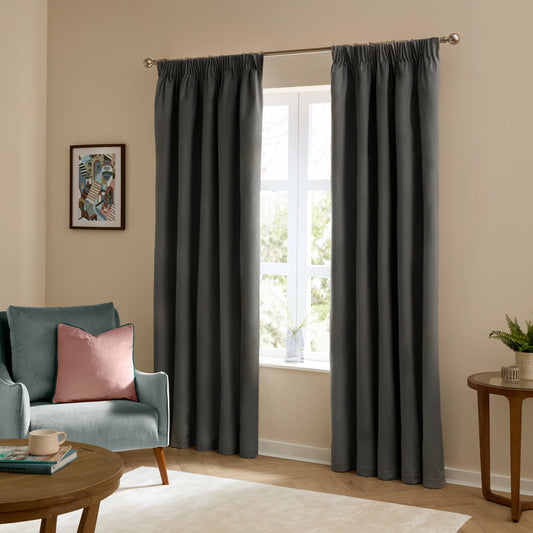 Furn Ultimate Velvet Pencil Pleat Curtains - Charcoal