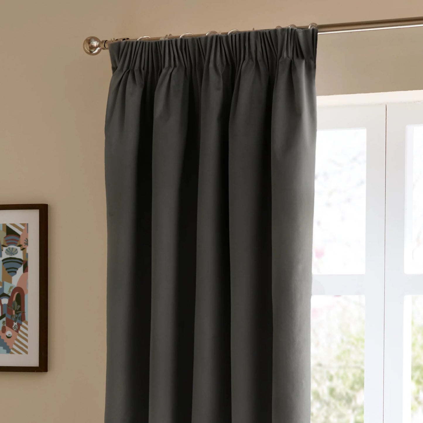 Furn Ultimate Velvet Pencil Pleat Curtains - Charcoal