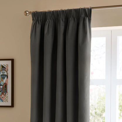 Furn Ultimate Velvet Pencil Pleat Curtains - Charcoal