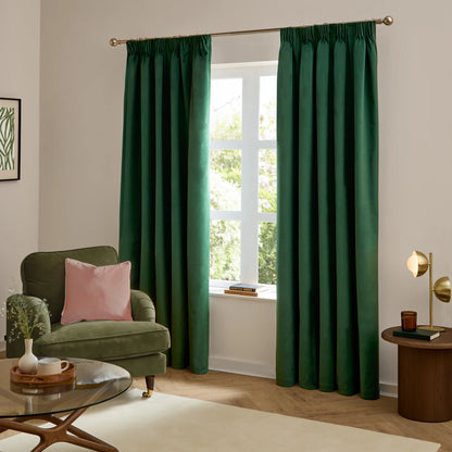 Furn Ultimate Velvet Pencil Pleat Curtains - Emerald