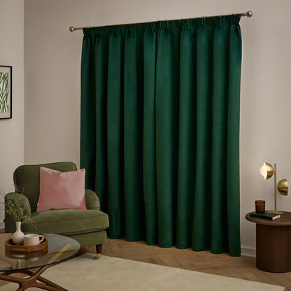 Furn Ultimate Velvet Pencil Pleat Curtains - Emerald