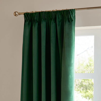 Furn Ultimate Velvet Pencil Pleat Curtains - Emerald