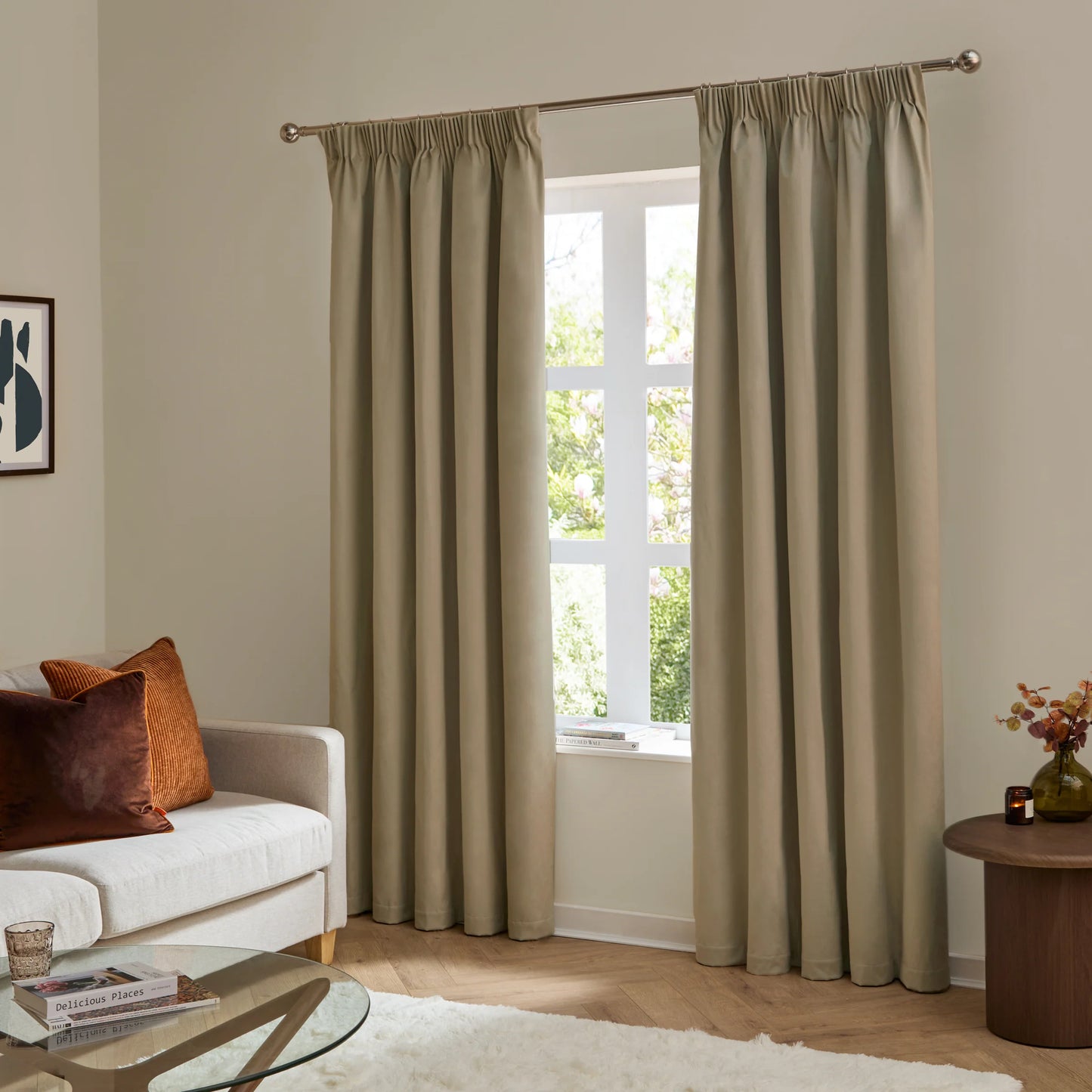 Furn Ultimate Velvet Pencil Pleat Curtains - Mocha