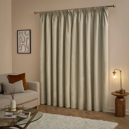 Furn Ultimate Velvet Pencil Pleat Curtains - Natural