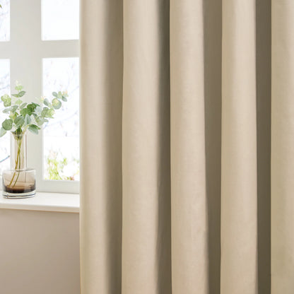 Furn Ultimate Velvet Pencil Pleat Curtains - Natural