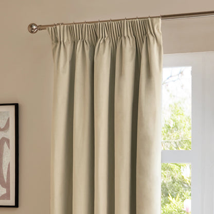 Furn Ultimate Velvet Pencil Pleat Curtains - Natural