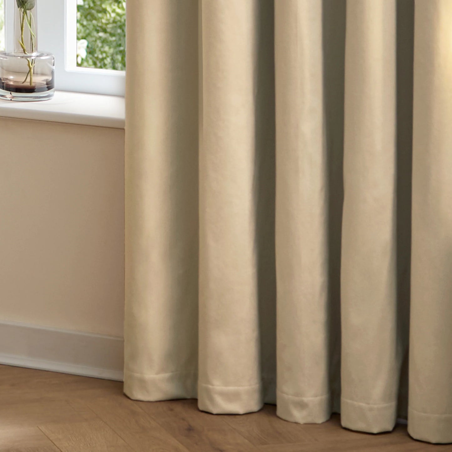 Furn Ultimate Velvet Pencil Pleat Curtains - Natural