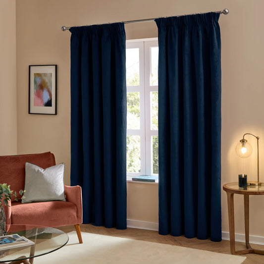 Furn Ultimate Velvet Pencil Pleat Curtains - Royal