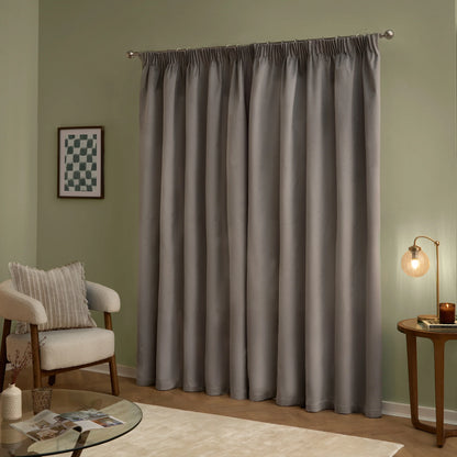 Furn Ultimate Velvet Pencil Pleat Curtains - Silver