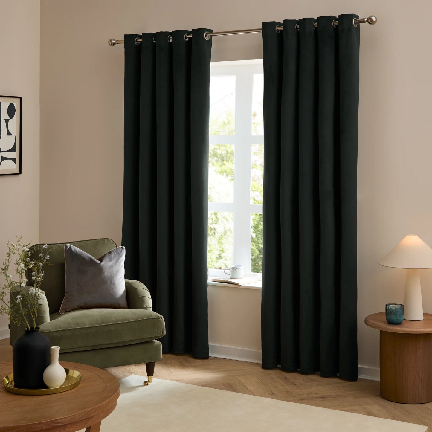 Furn Ultimate Velvet Eyelet Curtains - Black