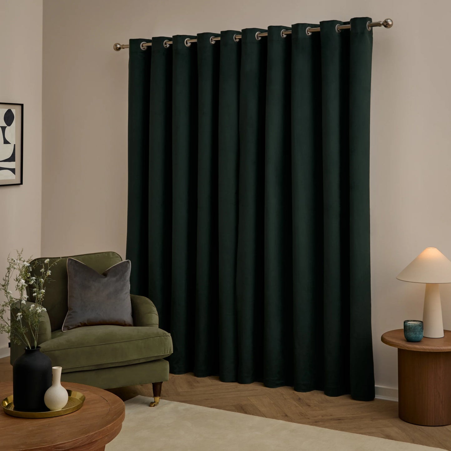 Furn Ultimate Velvet Eyelet Curtains - Black