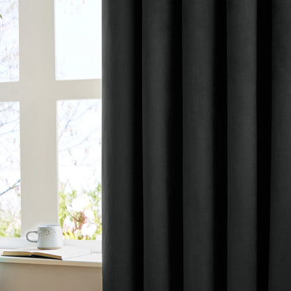 Furn Ultimate Velvet Eyelet Curtains - Black