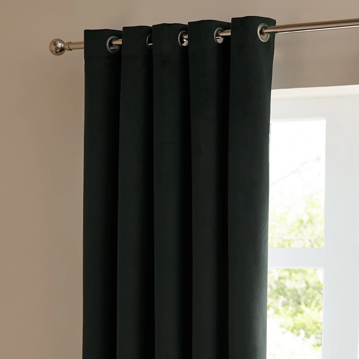 Furn Ultimate Velvet Eyelet Curtains - Black