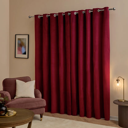 Furn Ultimate Velvet Eyelet Curtains - Burgundy