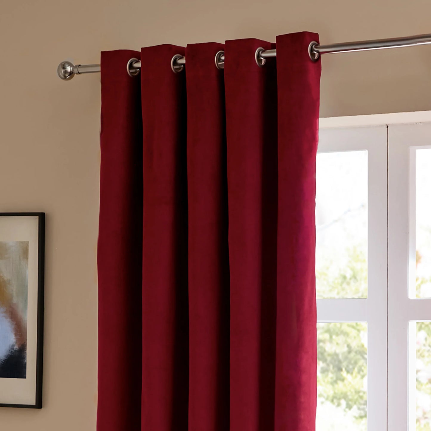 Furn Ultimate Velvet Eyelet Curtains - Burgundy