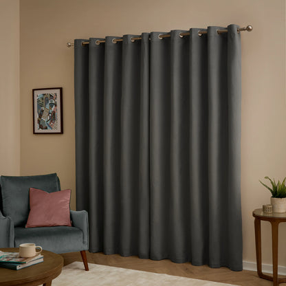 Furn Ultimate Velvet Eyelet Curtains - Charcoal