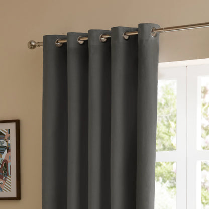 Furn Ultimate Velvet Eyelet Curtains - Charcoal