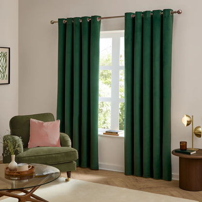 Furn Ultimate Velvet Eyelet Curtains - Emerald