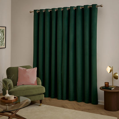 Furn Ultimate Velvet Eyelet Curtains - Emerald