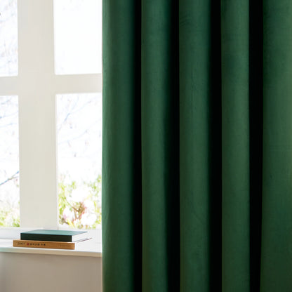 Furn Ultimate Velvet Eyelet Curtains - Emerald