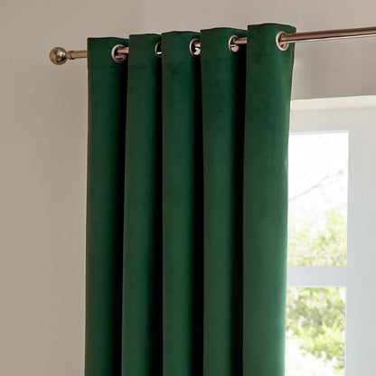 Furn Ultimate Velvet Eyelet Curtains - Emerald