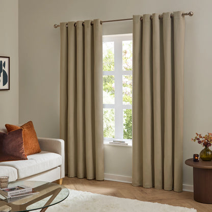 Furn Ultimate Velvet Eyelet Curtains - Mocha