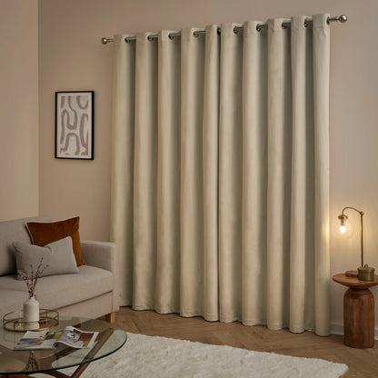 Furn Ultimate Velvet Eyelet Curtains - Natural