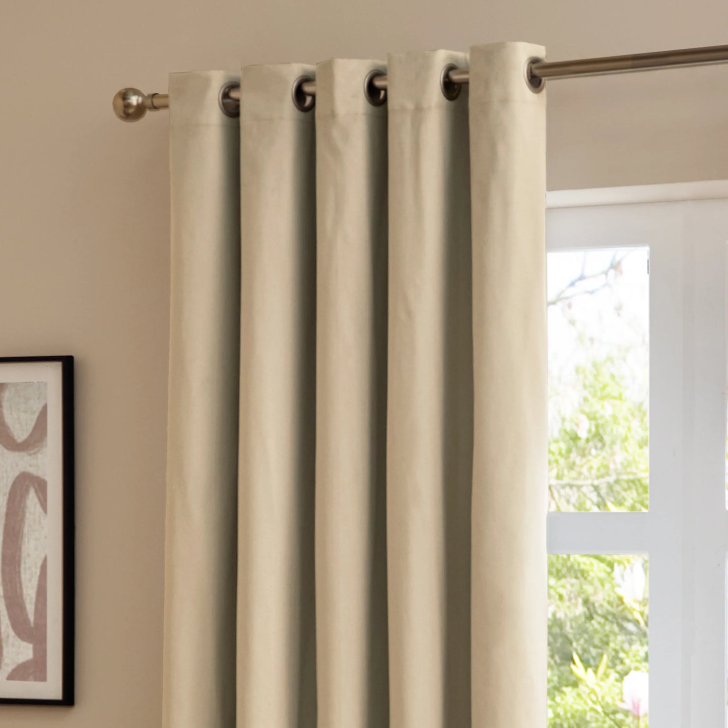 Furn Ultimate Velvet Eyelet Curtains - Natural