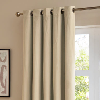 Furn Ultimate Velvet Eyelet Curtains - Natural