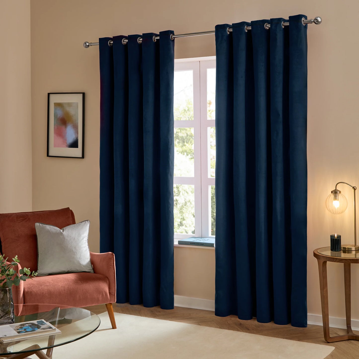 Furn Ultimate Velvet Eyelet Curtains - Royal