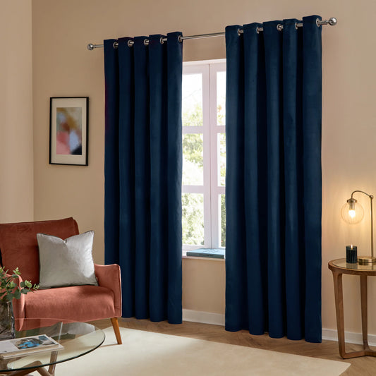 Furn Ultimate Velvet Eyelet Curtains - Royal