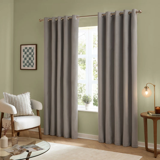 Furn Ultimate Velvet Eyelet Curtains - Silver