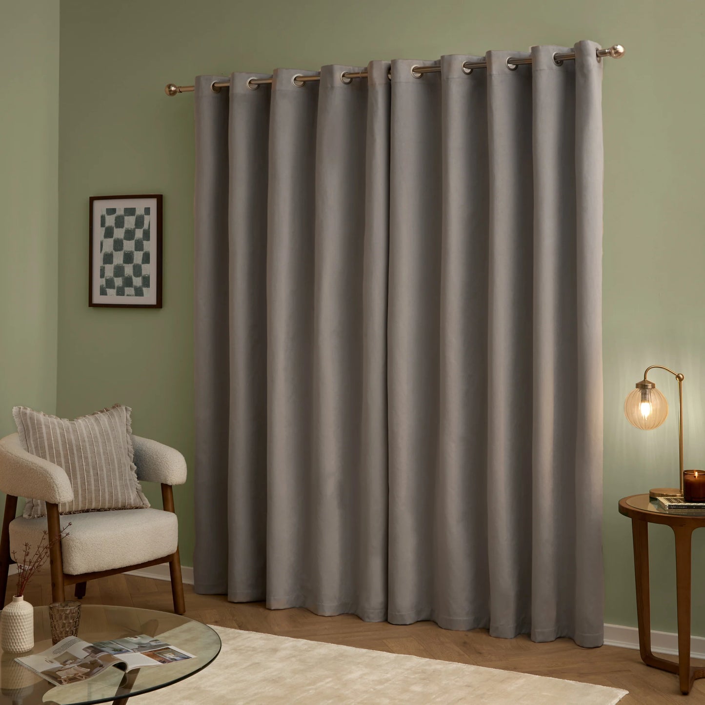 Furn Ultimate Velvet Eyelet Curtains - Silver