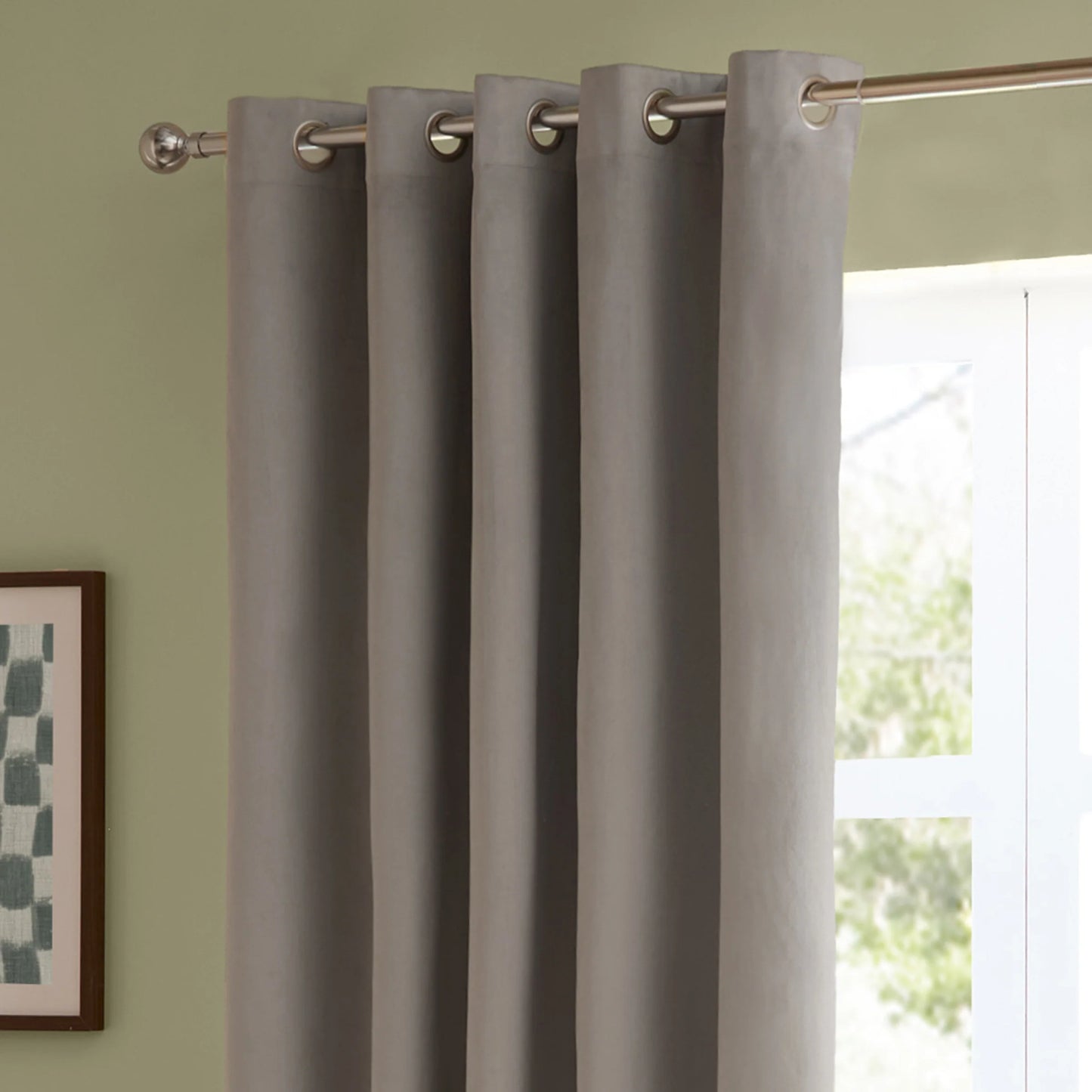 Furn Ultimate Velvet Eyelet Curtains - Silver