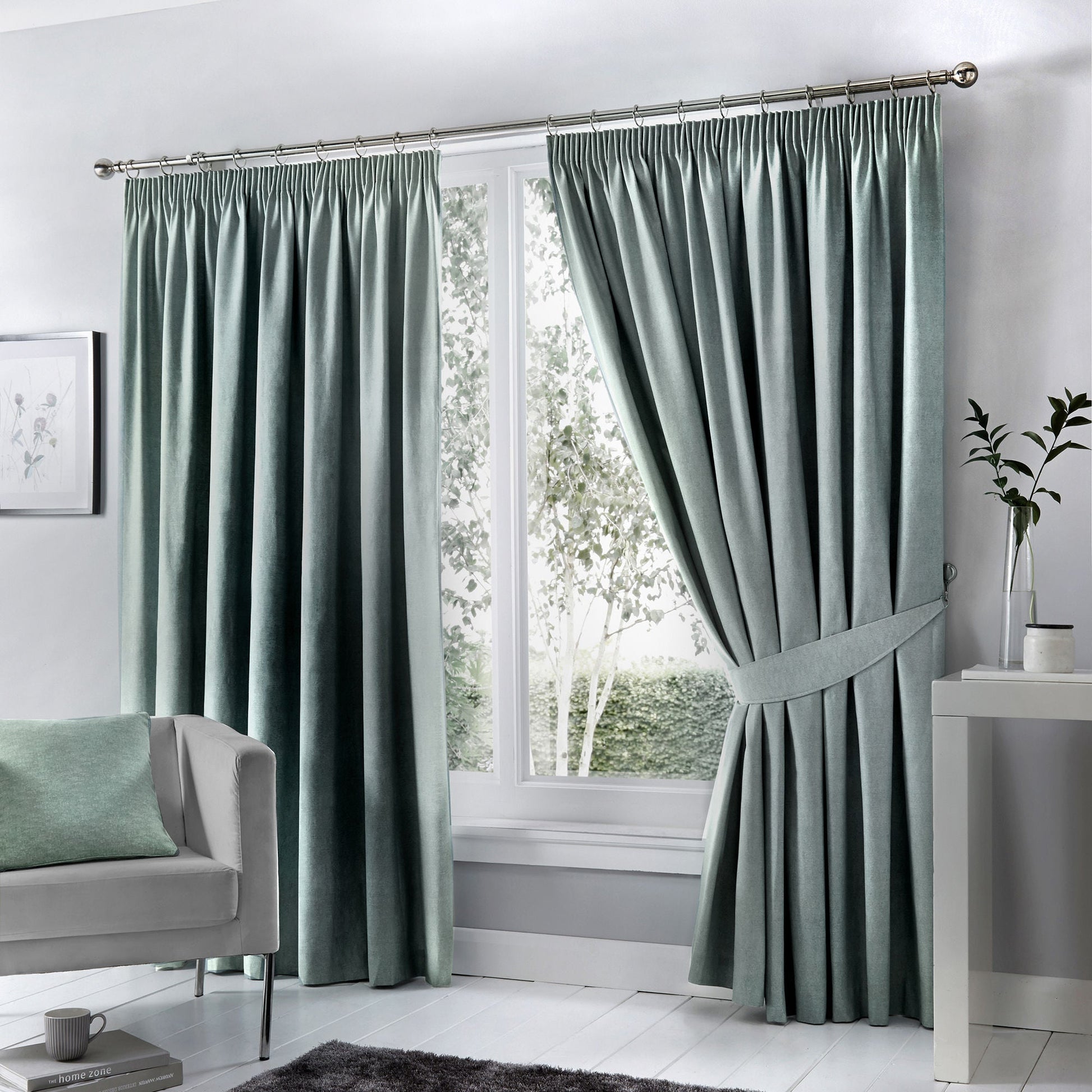 Dijon Pair Of Curtain Tiebacks by Fusion in Duck Egg 26" x 4" - Pair Of Curtain Tiebacks - Fusion