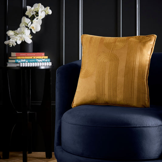 Diva Embroidery Cushion in Ochre 43 x 43cm - Cushion - Laurence Llewelyn-Bowen
