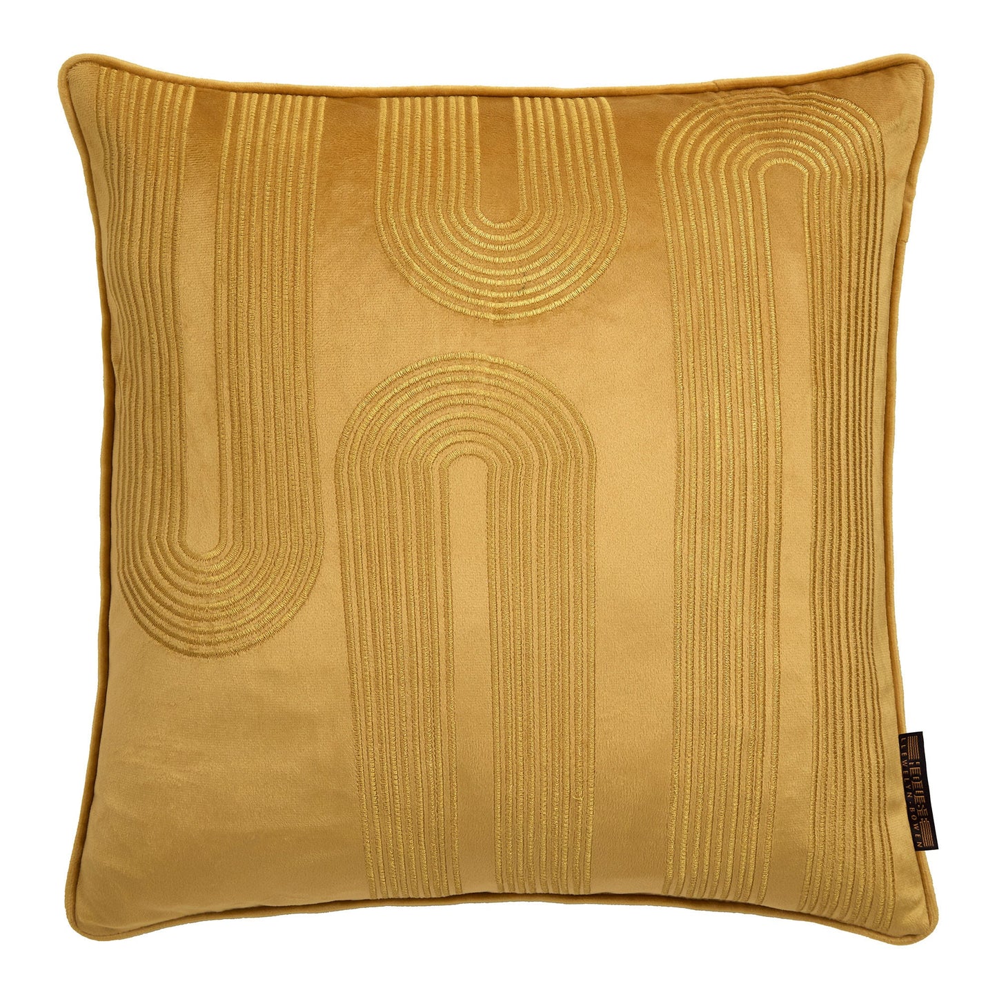 Diva Embroidery Cushion in Ochre 43 x 43cm - Cushion - Laurence Llewelyn-Bowen