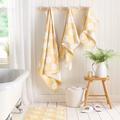 Daisy Floral Towels in Ochre - Towels - Dreams & Drapes