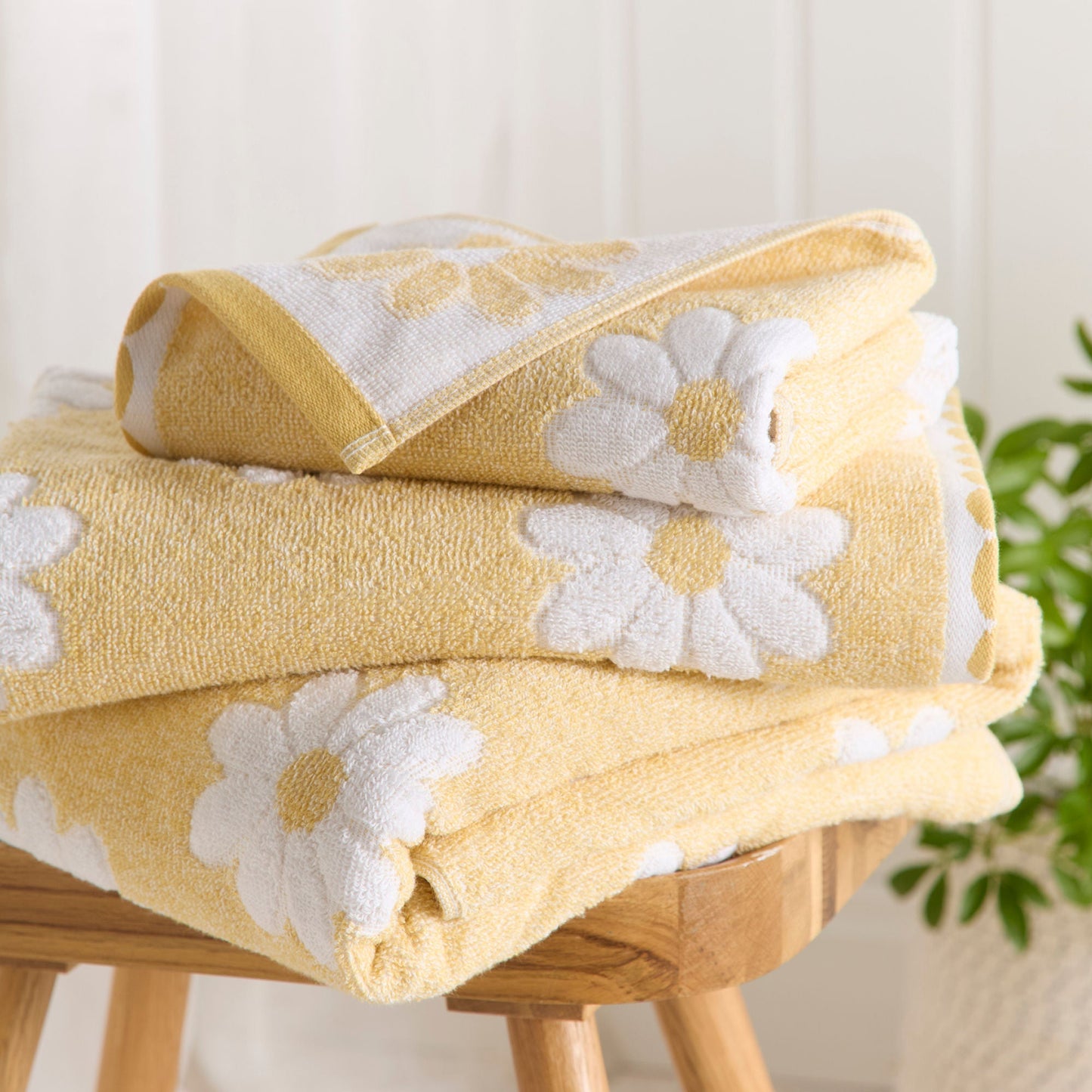 Daisy Floral Towels in Ochre - Towels - Dreams & Drapes