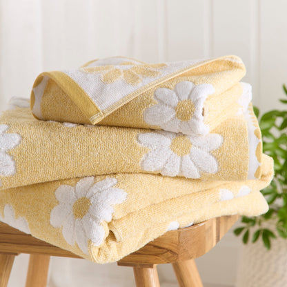 Daisy Floral Towels in Ochre - Towels - Dreams & Drapes