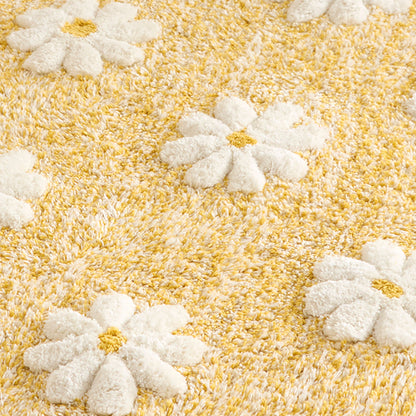 Daisy Floral Bath Mat in Ochre 50 x 80cm - Bath Mat - Dreams & Drapes