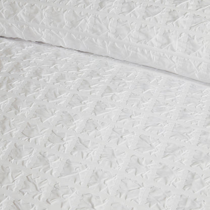 Serene Embossed Grid Duvet Cover Set - White
