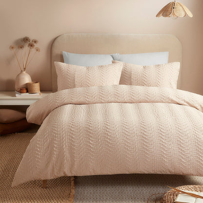 Serene Embossed Curve Duvet Cover Set - Natural