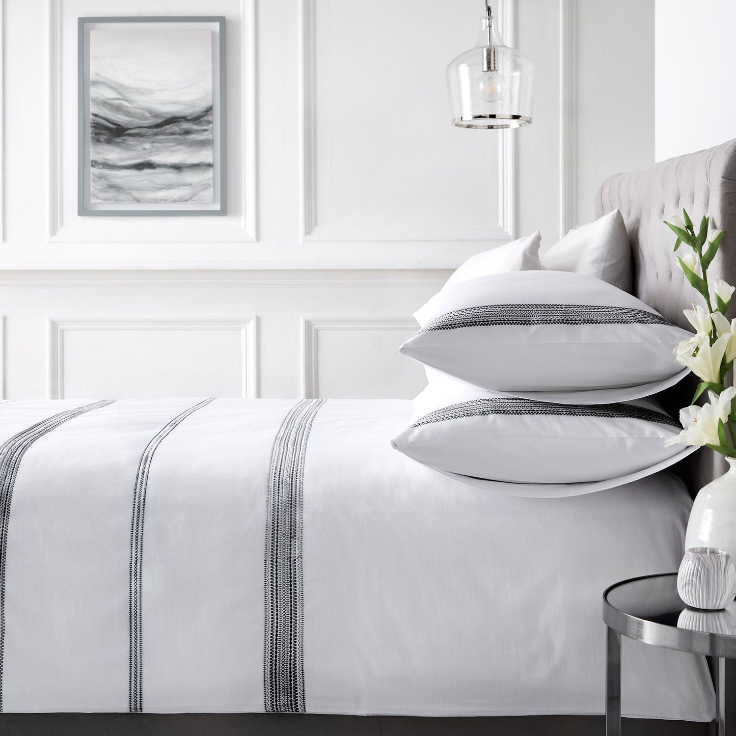 Embroidered Bands Duvet Cover Set by Appletree Boutique in Black - Duvet Cover Set - Appletree Boutique