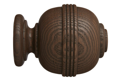 Hallis Eden 35mm Ridged Ball Wooden Curtain Pole Finial - Cocoa