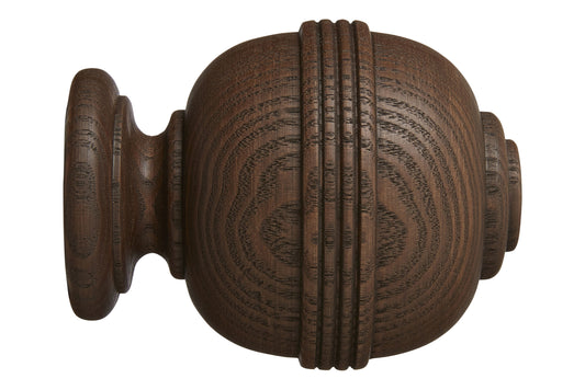 Hallis Eden 35mm Ridged Ball Wooden Curtain Pole Finial - Cocoa
