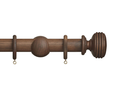 Hallis Eden Ellipse 35mm Wooden Curtain Pole - Cocoa
