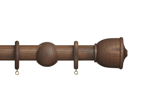 Hallis Eden Urn 35mm Wooden Curtain Pole - Cocoa